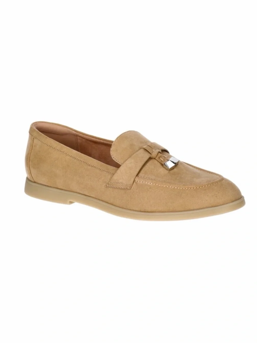 New Time and Tru Women's Faux Suede Comfort Loafers SlipOn Flats Tan Size 10 NWT